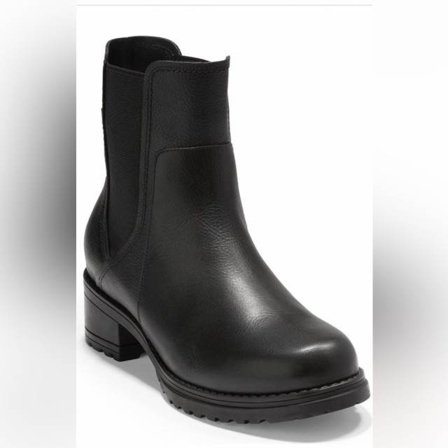 Black Leather Camae Chelsea Combat Boot , Waterproof | Cole Haan